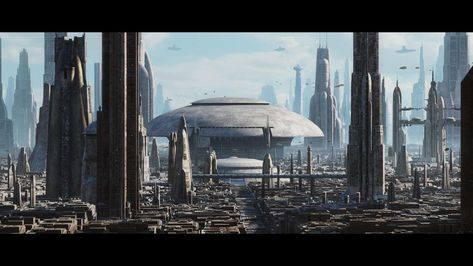 Coruscant Skyline, Scifi City, Urban Sprawl, Star Wars Planets, Sci Fi Architecture, Sci Fi Landscape, Sci Fi City, Galactic Republic, Star Wars Concept Art