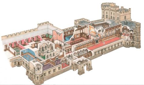 Windsor Castle Floor Plan, Windsor Castle Interior, Inside Windsor Castle, Fancy Homes, Castle Illustration, European Palace, Royal Collection Trust, Official Residence, Ink And Watercolour