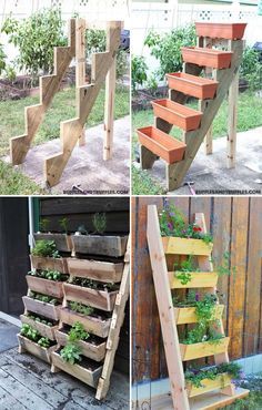 Ladder Planter, Vertical Vegetable Garden, Vertical Herb Garden, Vertical Garden Diy, Vertical Gardening, Cottage Gardens, Pallet Garden, Have Inspiration, Small Space Gardening