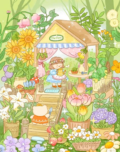 Kawaii Garden, Village Drawing, Paper Dolls Diy, Storybook Art, Cute Kawaii Animals, Isometric Art, Cute Animal Clipart, Cute Doodle Art, Kawaii Doodles