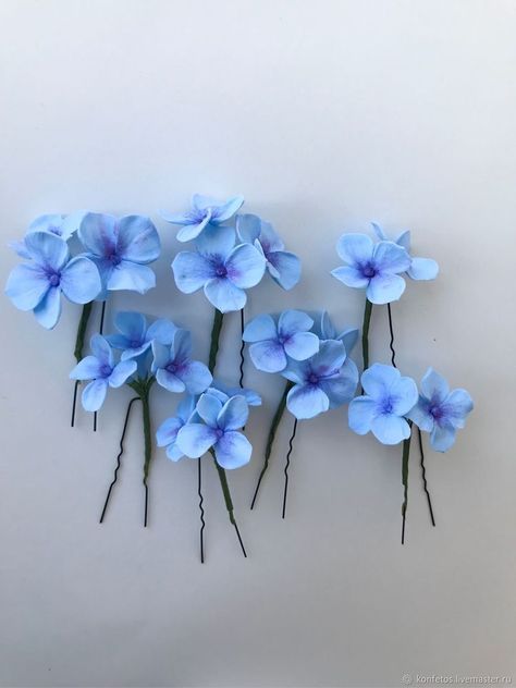 Summer Wedding Ceremony, Wedding Bridal Hair, Bridal Hair Piece, Flower Girl Hairstyles, Bridal Hair Flowers, Bridal Comb, Blue Bridal, Wedding Hairstyle, Flower Hair Pin