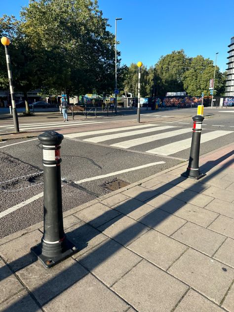 Aesthetic street walk crossing road city blue skies sky green nature greenery scenery sun sunshine sunlight vibes portsmouth uk england Portsmouth Uk, Zebra Crossing, Aesthetic Street, Sky Green, Cross Roads, Green Nature, Blue Skies, Portsmouth, Blue Sky