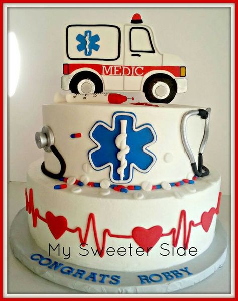 Ambulance Cake Ideas, Ambulance Party Ideas, Paramedic Cake Ideas, Emt Cakes Ideas, Paramedic Cake, Ems Cake, Paramedic Party, Nurse Cakes, Ambulance Cake