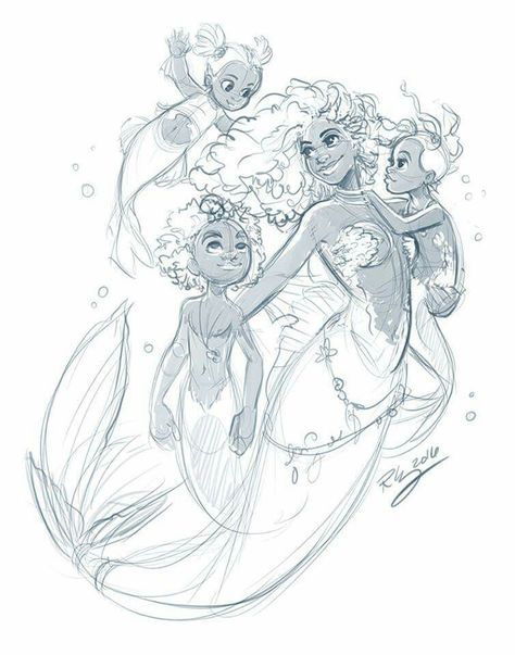 Kellee Riley, Mermaid Family, Mermaid Sketch, Mermaid Drawings, Practice Drawing, Mermaid Pictures, Mermaid Tattoo, Mermaid Tattoos, Drawing Cartoon Characters