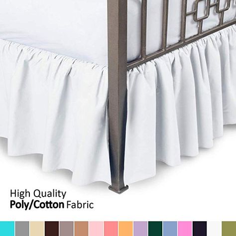 Amazon.com: Ruffled Bed Skirt with Split Corners - Queen, White, 18 Inch Drop Bedskirt (Available in and 16 Colors) - Blissford Dust Ruffle.: Health & Personal Care White Bed Skirt, Corner Bed, Bed Wrap, Skirt With Split, Sweater Storage, Bed With Posts, Bed In Corner, Ruffle Bed Skirts, Bed Skirts