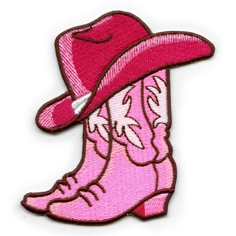 Pink Cowboy Boots, Pink Cowboy Hat, Pink Patch, Pink Cowboy, Patch Collection, Custom Embroidered Patches, Chapeau Cowboy, Patches Fashion, Hat Patches