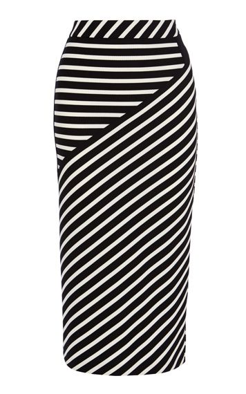 Striped jacquard jersey midi skirt Stripes Skirt, Black Striped Skirt, White Knee Length Skirt, Striped Pencil Skirt, White Midi Skirt, Sewing Clothes Women, White Striped Skirt, Striped Skirt Pencil, Trendy Sewing