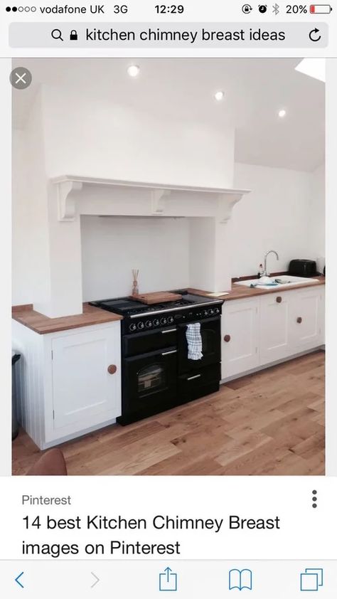 Constructing a kitchen chimney breast | Houzz UK Chimney Covering Ideas, Kitchen Ideas White, White Kitchen Counters, Pink Ceramic Tile, Kitchen Ideas On A Budget, Kitchen Ideas Decor, White Kitchen Ideas, Decor Kitchen Ideas, Kitchen Chimney