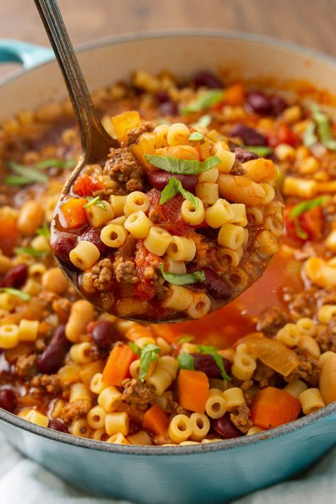 Beans And Macaroni Pasta, Hamburger Soup Recipe With Pasta, Pasta Fagioli With Ground Beef, Ditalini Pasta Recipes Ground Beef, Soup With Ditalini Pasta, Hamburger Pasta Soup, Recipes With Ditalini Pasta, Mediterranean Soup, Soup Weather