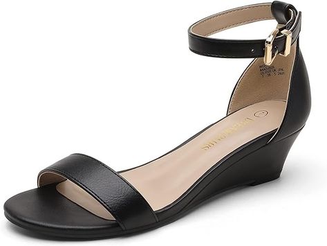 DREAM PAIRS Women's Ingrid Ankle Strap Low Heel Wedge Sandals,Size 7,Black/PU,Ingrid : Amazon.ca: Clothing, Shoes & Accessories Low Wedge Heel Sandals, Low Wedge Sandals, Low Heel Wedges, Shoe Tags, Low Wedges, Wedge Heel Sandals, Heel Sandals, Work Casual, Summer Shoes