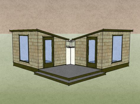 prefab sheds for living | Download Google SketchUp File: Two Sustainable Sheds Two Sheds Connected By Deck, Tough Shed Guest House, Shed Roof Tiny House, 2 Sheds Connected, Shed Roof Cabin, Prefab Sheds, Shed Tiny House, Oregon House, Google Sketchup