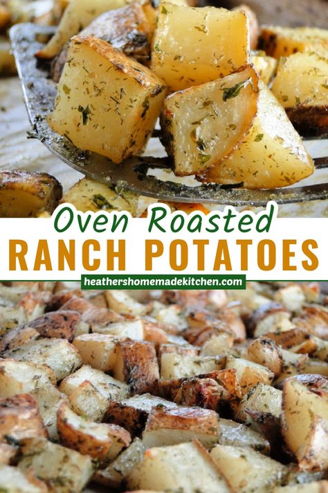 Roasted Ranch Potatoes, Russet Potato Recipes, Ranch Potatoes, Potatoes In Oven, Potato Recipes Side Dishes, Potato Sides, Easy Side Dish, Potato Recipe, Potato Side Dishes