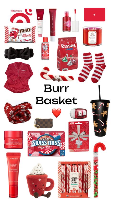 Burr Basket!! (Red Edition ❤️) || #burrbasket #burrbasketinspo #burrbasketinspo #white #red #cleangirl #cleangirlaesthetic #xmas #xmaswishlist #christmasaesthetic #christiandior #dior #tiktok #grwminspo Christmas Gifts For Neighbors, Good Christmas Gifts, Gifts For Neighbors, Making A Gift Basket, Girly Christmas Gifts, Cute Christmas Ideas, Red Basket, Best Gift Baskets, Christmas Kiss