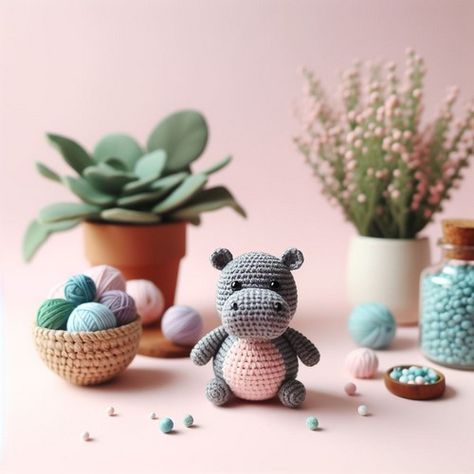 Tiny Crochet Hippo Amigurumi Pattern Crochet Hippo Pattern, Hippo Amigurumi Free Pattern, Mini Hippo Crochet Pattern Free, Easy Crochet Hippo Free Pattern, Hippo Pattern Crochet, Tiny Hippo Crochet Pattern, Crochet Hippo, Amigurumi Free, Amigurumi Free Pattern