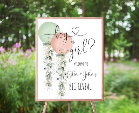 Excited to share this item from my #etsy shop: Gender Reveal Welcome Sign, 3 Sizes Included, Sage Green & Dusty Rose Watercolor Balloons, Botanical Eucalyptus Gold Greenery, Reveal Party Greenery Gender Reveal, Lavender Balloons, Watercolor Balloons, Gender Reveal Signs, Gender Prediction, Gender Reveal Themes, Gender Reveal Balloons, Gender Reveal Decorations, Baby Gender Reveal