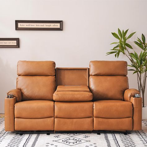 Leather reclining loveseat