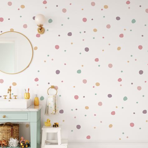 Polka Dot Nursery, Color Stickers, Rainbow Wall Decal, Polka Dot Wall Decals, Polka Dot Walls, Girl Bedroom Walls, Fabric Wall Decals, Kids Wall Decals, Toddler Bedrooms