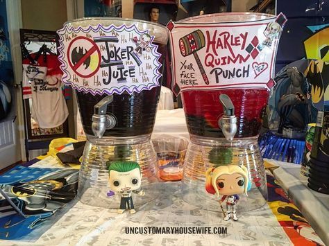 Superhero And Villain Party Ideas, Batman And Joker Birthday Party, Joker Party Decorations, Joker Party Ideas, Villian Birthday Party, Joker Birthday Party Ideas, Harley Quinn Birthday Party Ideas, Villain Birthday Party, Harley Quinn Party