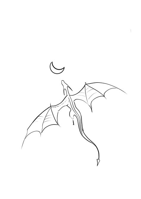 Dragon Sillouttes Flying, Simple Dragon Outline, Dragon Illustration Simple, Small Dragon Drawing, Geometric Dragon Tattoo, Fine Line Dragon Tattoo, Dragon Lineart, Learning Tattoo, Simple Dragon Drawing