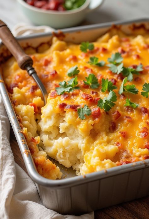 Loaded Mashed Potato Casserole Recipe

Ingredients

- 3 pounds russet potatoes, peeled and cubed
- 1/2 cup sour cream
- 1/2 cup cream cheese, softened
- 1/2 cup milk
- 1 cup shredded cheddar cheese
- 1/2 cup cooked bacon, chopped
- 1/4 cup green onions, sliced
- Salt and pepper to taste
- 1/2 cup shredded mozzarella cheese for topping

Full Cooking Instructions on... Mash Potato Casserole, Mashed Potato Casserole Recipes, Loaded Mashed Potato Casserole, Christmas Diner, Leftover Casserole, Mashed Potato Casserole, Loaded Mashed Potatoes, Pumpkin Seed Recipes, Shredded Cheddar Cheese