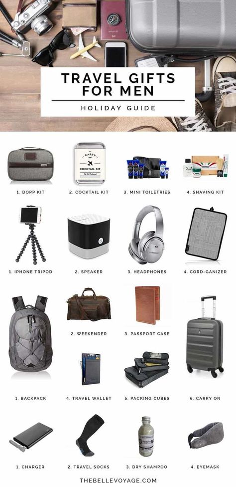 The Best Travel Gifts for Men in 2017 Gifts For Travelers Men, Travel Gifts For Men, Honeymoon Packing, Boyfriend Ideas, Travel Accessories For Men, Unique Travel Gifts, Best Travel Gifts, Travel Essentials Men, Diy Gifts For Him