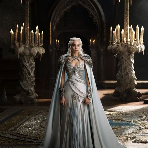 Royal Dresses Medieval, Fantasy Dress Queens, Asgardian Dress, Daenerys Costume, Daenerys Targaryen Dress, Game Of Thrones Dress, Dragons Clothes, Gra O Tron, Fairy Dresses