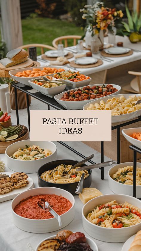 🍝 Elevate your entertaining game with these stunning pasta buffet ideas! From DIY pasta bars to elegant Italian spreads, discover creative ways to set up the perfect pasta buffet for your next gathering. Get step-by-step guides, styling tips, and free printable station cards - check out my blog for all the details! #pastabuffet #entertaining 🍴 Pasta Buffet Ideas, Italian Food Buffet, Pasta Bar Ideas, Diy Pasta Bar, Pasta Buffet, Diy Pasta, Italian Buffet, Food Bars, Buffet Ideas