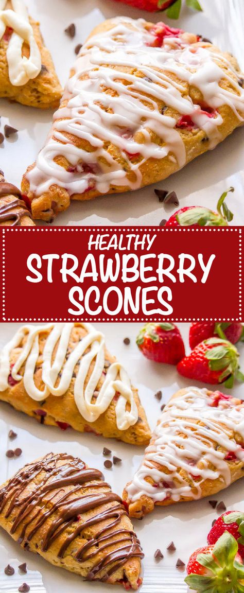 Healthy Strawberry Breakfast, Strawberry Breakfast Ideas Healthy, Healthy Strawberry Desserts, Healthy Strawberry Recipes, Healthy Scones, Strawberry Scones, Healthy Brunch Recipes, Healthy Brunch, Healthy Strawberry