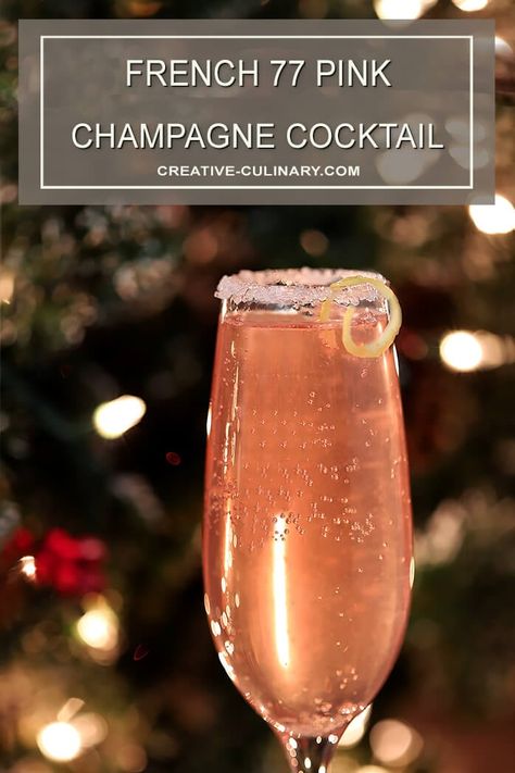 Similar to the French 75, the French 77 Pink Champagne Cocktail adds Elderflower Liqueur to the mix. Another great celebratory cocktail for big days! Elderflower Cocktail, Valentine Cocktails, French 75 Cocktail, French Cocktails, Champagne Recipes Cocktails, Champagne Drinks, Batch Cocktails, French 75, Happy Hour Cocktails