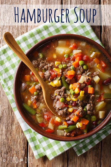 Hamburger Soup, the BEST One Dish Wonder #Soup #Recipe #MainDish Easy Ground Beef Soup, Crockpot Vegetable Beef Soup, Hangover Soup, Ground Beef Soup, Easy Vegetable Beef Soup, Soup Ideas, Beef Soup Recipes, Soup With Ground Beef, Easy Ground Beef