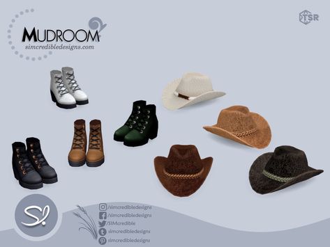 Ranch Boots, Sims 4 Clutter, Cowgirl Hat, Square Toe Boots, Cowgirl Hats, Animal Skin, The Sims Resource, Sims Resource, Country Girl