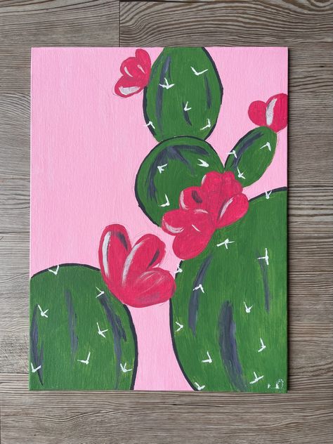 Simple Cactus Painting Canvas, Canvas Painting Ideas Cactus, Canvas Painting Ideas Mexican, Cute Boho Painting Ideas, Cute Pictures To Paint On Canvas, 5x7 Canvas Painting Ideas Easy, Cactus Canvas, Canvas Painting Ideas Flowers Easy, Cowgirl Canvas Painting Easy