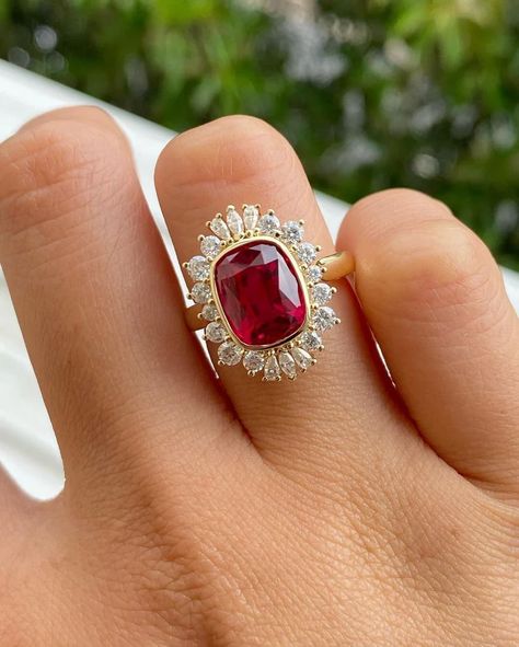 Ruby Wedding Rings, Red Cushion, Cushion Cut Engagement, Cushion Cut Engagement Ring, Cushion Cut Ring, Wedding Rings Halo, Sterling Silver Engagement Rings, Wedding Goals, Jewelry Images