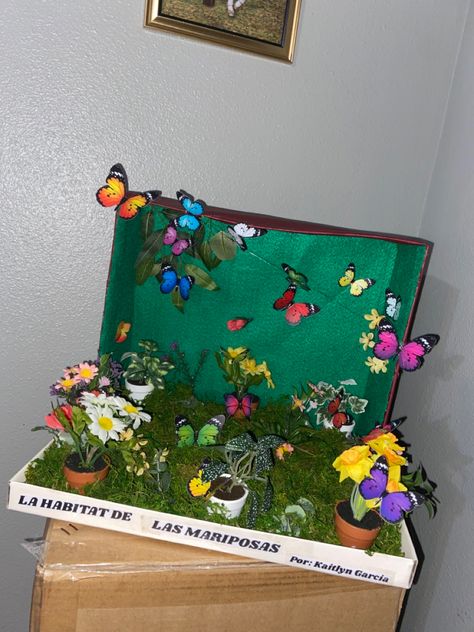 Butterfly Habitat Project Kids, Butterfly Model School Project, Butterfly School Project, Butterfly Science Project, Insect Diorama, Butterfly Diorama, Diy Crochet Hair Accessories, Bee Habitat, Pumpkin Diorama