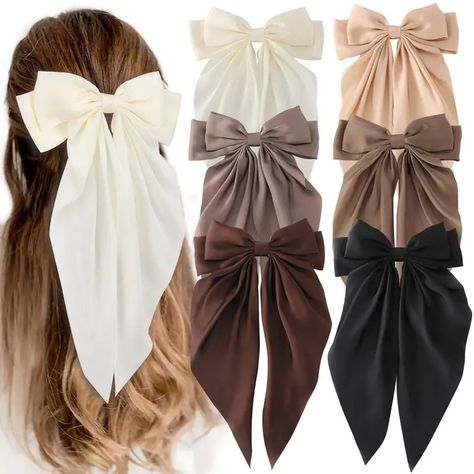 Hair Bows Women Big Bow Hair Clips Girls Silky Satin Hair - Temu Hair Bows Aesthetic, Hair Accessories Aesthetic, Bows In Hair, Aesthetic Hair Accessories, Bow For Hair, Bows For Hair, Hair Bows For Women, Cute Hair Bows, Hair Bow Clips