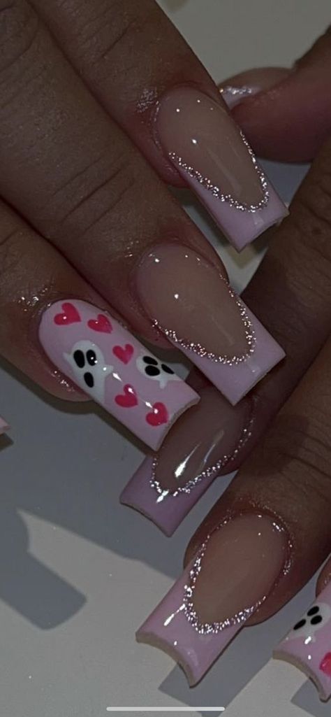 Nail Inspo For 10 Yo, Summer Nail Inspo Square Long, 18th Nails Design, Nail Designs For 12 Yr, Nail Inspiration Coffin Shape, Acrylic Nails Ideas Squoval, Short Nails Cute Design, Nail Ideas Polygel, Scream Nail Ideas