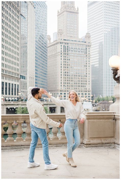 Wrigley Building Engagement Photos, Chicago Riverwalk Engagement Photos, Wrigley Building Engagement, Wrigley Building Chicago, Spring Engagement Pictures, Chicago Spring, Chicago Riverwalk, Chicago Engagement Photos, Engagement Picture Outfits