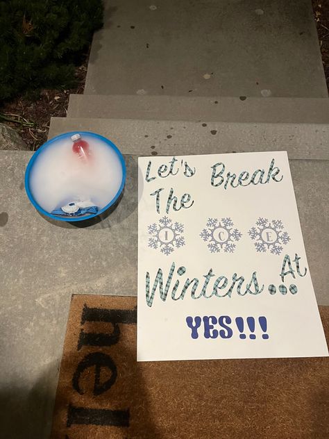 Snow Coming Proposal, Christmas Dance Proposal Ideas, Winters Response Poster, Snowball Ideas Dance, Christmas Dance Asking Ideas, Winter Dance Responses, Christmas Promposal, Snowco Proposals, Winter Formal Response Ideas