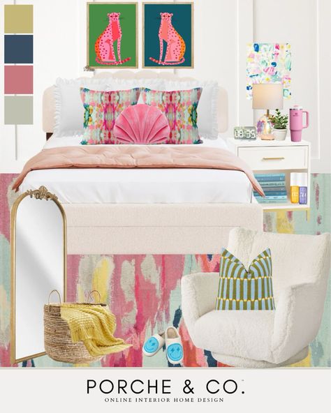 Preppy Room Decor, Pink Dot … curated on LTK Lilly Pulitzer Bedroom Ideas, Preppy Girls Bedroom, Preppy Girls Room, Hot Pink Room Decor, Teen Girls Room, Preppy Teen, Teen Girls Bedroom, Studded Headboard, Modern Classic Home