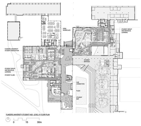 Student Hub Architecture, Woods Bagot, First Floor Plan, Rooftop Garden, Ground Floor Plan, Architecture Plan, Luxury Kitchen, Space Design, Ground Floor