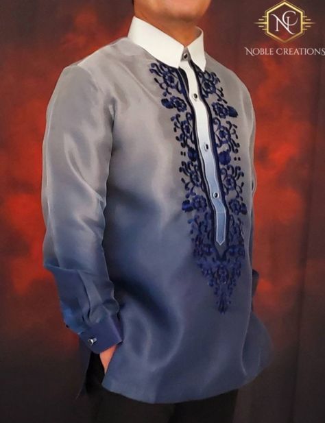 Filipino navy Pina barong Blue Barong, Barong Wedding, 18th Debut, Navy Groom, Filipino Wedding, Barong Tagalog, Shotgun Wedding, Wedding Lookbook, Navy Blue Wedding