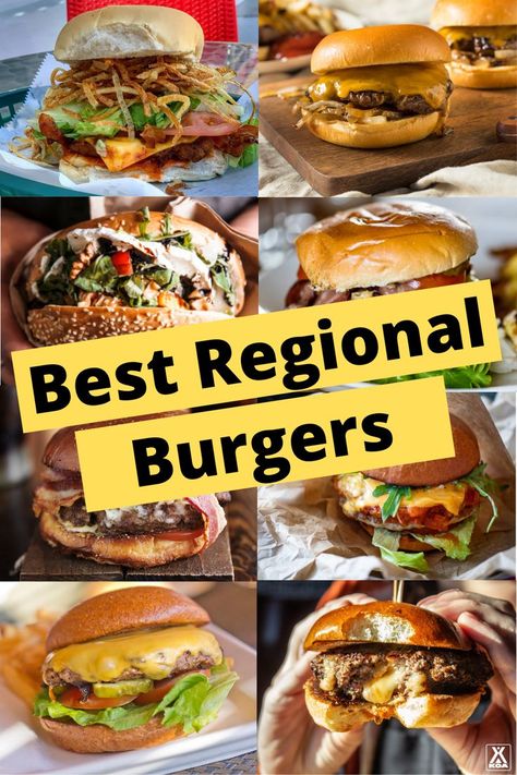 Specialty Burgers Recipes, Hamburgers Homemade, Specialty Burgers, Unique Burger Recipes, Cooking Burgers, America Recipes, Burger Sliders Recipes, State Recipes, Burger Ideas