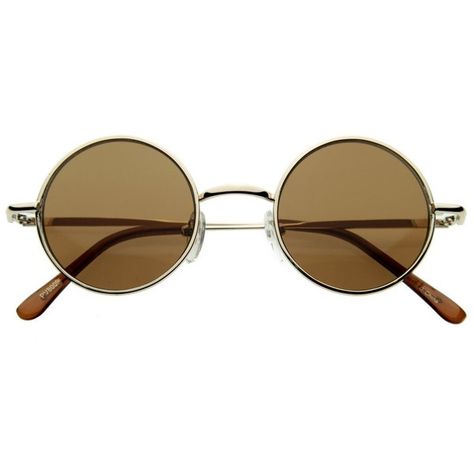 Small Retro-Vintage Style Lennon Inspired Round Metal Circle... ❤ liked on Polyvore featuring accessories, eyewear, sunglasses, retro glasses, circle glasses, rounded sunglasses, retro sunglasses and retro round sunglasses