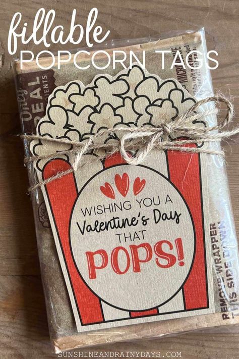 Popcorn Tags, Popcorn Valentine, Valentine Cards For Kids, Student Valentines, Popcorn Gift, Valentine Gifts For Kids, Valentine's Day Printables, Microwave Popcorn, Valentine Activities