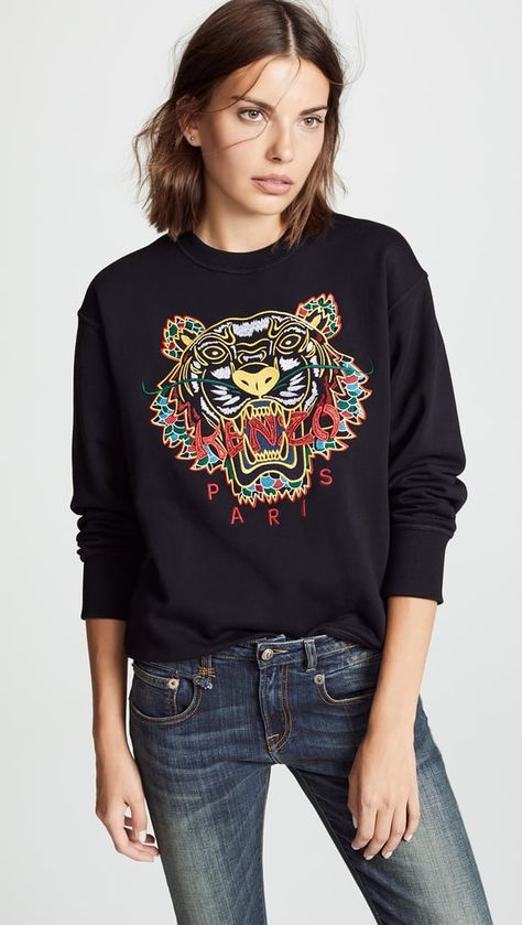 Cute Sweatshirts 2018 | POPSUGAR Fashion Poland Style, Kenzo Sweater, Kenzo Sweatshirt, Kenzo Tiger, Tiger Graphic, Tiger Shirt, Sweatshirt Style, Sweater Outfit, Popsugar Fashion