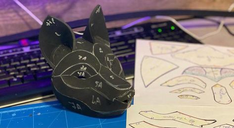 Eva Foam Wolf Mask, Wolf Mask Template Free, Leather Mask Pattern Free, Eva Foam Mask Template, Cosplay Horns Pattern, Free Eva Foam Patterns, How To Make A Wolf Mask, Eva Foam Patterns Free, Eva Foam Templates Free