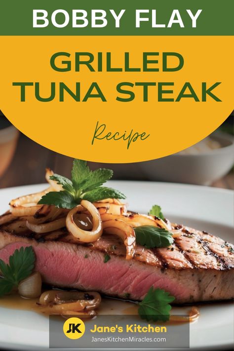 Grilled tuna steak on a white plate Grilled Tuna Steak Recipes, Bluefin Tuna Recipe, Grilled Tuna Steaks Recipes, Grilled Tuna Steak, Tuna Steak Recipe, Recipes For Grilling, Grilled Tuna Steaks, Tuna Steak Recipes, Bobby Flay Recipes