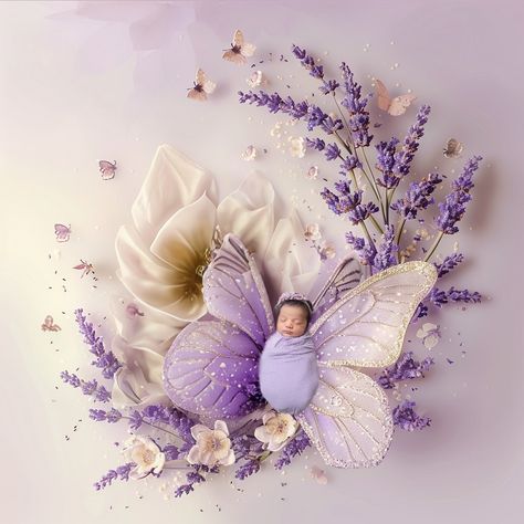 A newborn is like a butterfly just emerged, delicate and full of promise, ready to spread wings and explore the world💜 #NewbornPhotography #BabyPhotography #NewbornShoot #NewbornSession #NewbornPortrait #BabyLove #TinyMiracle #BundleOfJoy #NewbornLife #BabyPhotoshoot #NewbornMoments #PreciousBaby #NewbornArt #NewbornMagic #SleepingBaby #BabyBliss #NewbornSmiles #AdorableBaby #NewbornModel #BabyPhotographer #miaminewbornphotographer #_damarisphotography_ #_damarisphotographyllc_ #miaminewbornp... Creative Baby Photoshoot Ideas, Newborn Photoshoot Theme, Newborn Photography Girly, Newborn Background, Baby Photoshoot Ideas, Pregnancy Announcement Photoshoot, Newborn Art, Baby Birthday Themes, Baby Pictures Newborn