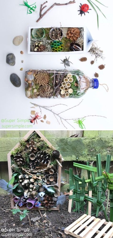 Bug House Ideas, Nature Bugs Craft, Make A Bug Hotel, Diy Pollinator Hotel, Bug Hotel Ideas Eyfs, Bug Garden Ideas, Diy Ladybug House, Ladybug Habitat Diy, Bug Hotels For Kids