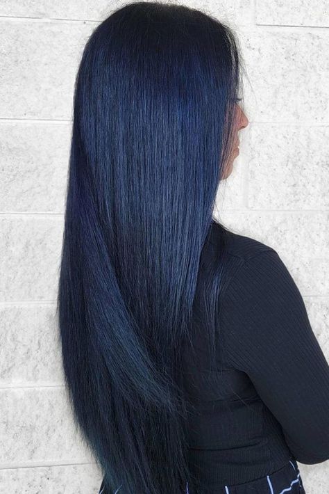 Latest Spring Hair Colors Trends For 2022 ★ Spring Hair Ideas, Midnight Blue Hair, Hair Colors To Try, Blue Black Hair Color, Spring Hair Color Trends, Blue Black Hair, Dark Blue Hair, Creative Hair Color, Hair Tint